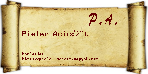 Pieler Acicét névjegykártya